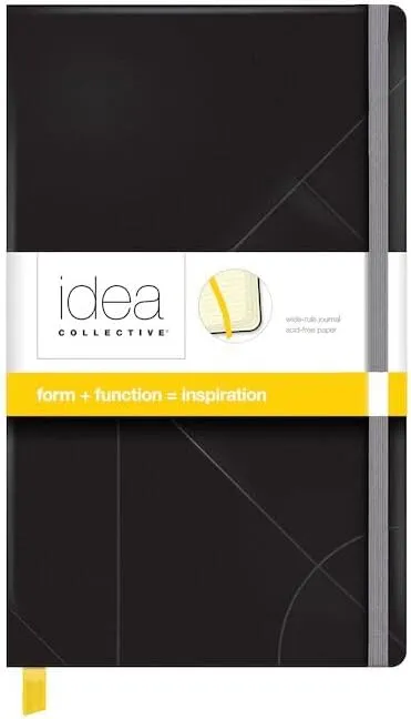 Tops Oxford Idea Collective Hardcover Journal, 5" x 8-1/4", Lined Pages, Black Embossed Cover, Cream Paper, Interior Pocket, 240 Pages (56872)
