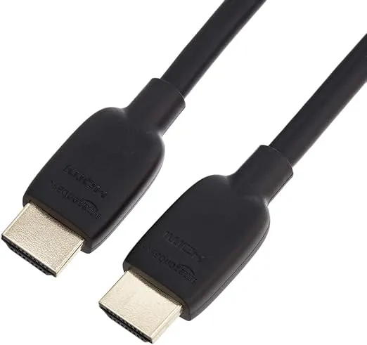 Amazon Basics HDMI Cable, 48Gbps High-Speed, 8K@60Hz, 4K@120Hz, Gold-Plated Plugs, Ethernet Ready, 10 Foot, Black