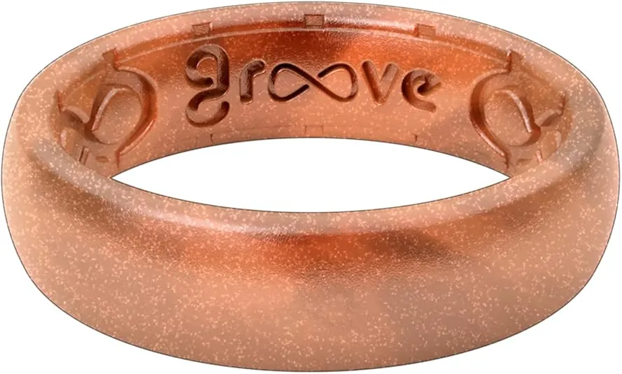 Groove Life Solid Thin Silicone Ring - Breathable Rubber Wedding Rings for Women, Lifetime Coverage, Unique Design, Comfort Fit Ring