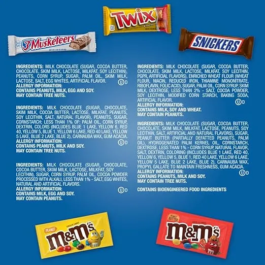 Mars SNICKERS, TWIX, MILKY WAY & 3 MUSKETEERS Variety Pack Full Size Bulk Milk Chocolate Candy Bars Assortment, 53.68 oz, 30 Bars