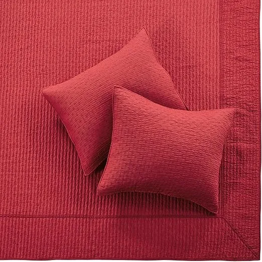 Levtex Home Cross Stitch Bedspread Set - King Bedspread, 2 Shams - Red - Cotton