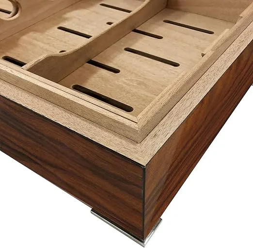 Prestige Import Group Salvador Brazilian Rosewood Wood Finish Cigar Humidor w/Twin Trays - Up to 250 Capacity
