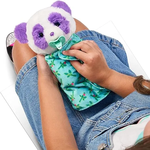 Little Live Pets WODJ4 Cozy Dozys: Petals The Panda | Interactive Plush Toy Panda. 25+ Sounds and Reactions. Magical Eye Movement. Blanket, Pacifier for Kids Ages 4+, Multicolor (26400)