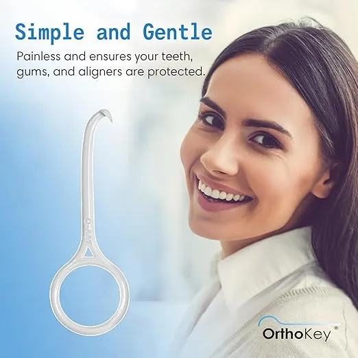 OrthoKey Aligner Remover - Versatile Clear Aligner & Retainer Removal Tool - Hygienic Invisalign Remover, Denture Grabber - Portable & Durable, Fits Dental & Aligner Cases - (White, 1-Pack)