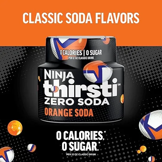 Ninja Thirsti Flavored Water Drops, ZERO SODA Orange Soda, Classic Soda Flavors, Sparkling or Still, Zero Calories, Zero Sugar, Makes 17, 12oz drinks, 3 Pack, WCFOGFIZAM