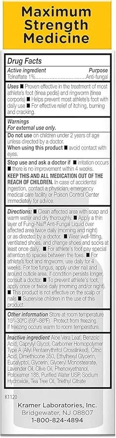 Fungi-Nail Anti-Fungal Liquid Solution, Kills Fungus That Can Lead to Nail & Athlete's Foot with Tolnaftate & Clinically Proven to Cure and Prevent Fungal Infections 1 Fl Oz (Pack of 1)