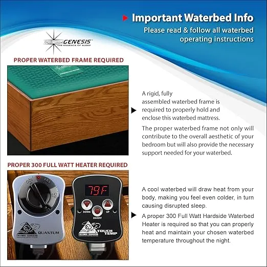 InnoMax Genesis 800 Ultra Waveless Lumbar Support Waterbed Mattress, King