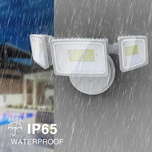 Onforu 4 Packs 60W Flood Lights Outdoor, 6000LM Brightness Security Lights, 3 Adjustable Heads, IP65 Waterproof, 6500K Wall Mount Exterior LED Flood Light (White)