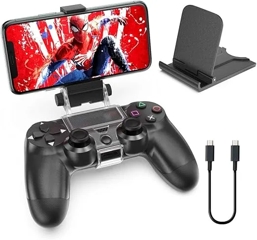 OIVO PS4 Controller Phone Mount Clip for Rmote Play, Mobile Gaming Clamp Bracket Phone Holder with Adjustable Stand Compatible with Dualshock 4 /PS4 Slim/PS4 Pro Controllers