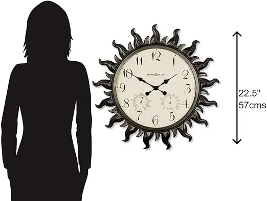 Howard Miller Sunburst II Wall Clock 625-543 Indoor/Outdoor Metal Frame with Quartz Movement