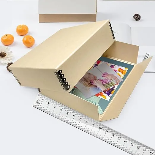 Lineco Museum Archival Storage Box, 9.75x12.75x3 in. Drop Front Design. Acid-Free with Metal Edge. Organize Photos, Pictures, Prints, Documents, Crafts, DIY. Tan, 1 Pack