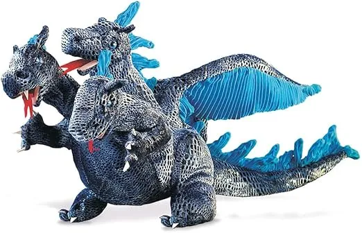 Folkmanis Three-Headed Blue Dragon Hand Puppet