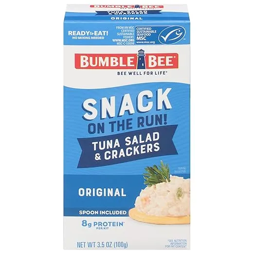Bumble Bee Snack On The Run Tuna Salad with Crackers Kit, 3.5 oz - Ready to Eat, Spoon Included - Wild Caught Tuna - Shelf Stable & Convenient Protein Snack
