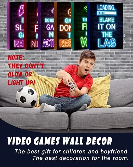 ๐๐ฟ๐๐ผ๐๐บ Video Gamer Room Decor for Boys Gaming Wall Art Neon Gaming Room Decor Game Poster ๐๐ฟ๐ฎ๐บ๐ฒ๐ฑ 8"x10" - Gamer Wall Decor Teenage Boy Room Decor