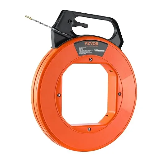 VEVOR Electrical Fish Tap, 100 ft x 3/16-inch, Non-Conductive, Fiberglass Wire Puller with Optimized Housing and Handle, Easy-to-Use Cable Puller Tool