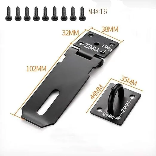 Padlock Hasp, KAIISSA Heavy Duty Hasp and Staple with Screws, Door Clasp Gate Lock Shed Latch Padlock Staple for Door Window Cabinet Pet Cage Crate Fitting Accessories
