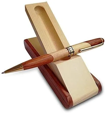 Luxury Wooden Ballpoint Pen Gift Set with Business Pen Case Display, Nice Writing Pen with Box and Gel Ink Refills Fancy Business Wood Pen Stand for Men Women Designer Cool Executive Pen