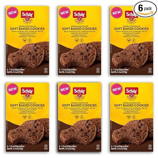 Schar Double Chocolate Soft Cookie 6-Pack - Decadent Chocolate Bliss in Every Bite - Indulgent Treat for Chocolate Lovers - Heavenly Texture, Mouthwatering Chocolate Chips, Gluten-Free Delight