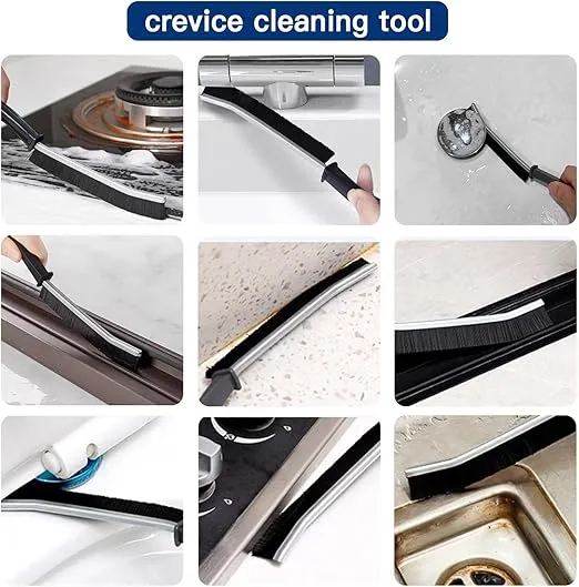Crevice Cleaning Brush,Hard Bristle Crevice Cleaning Brush,Crevice Cleaning Tool is Effective to Clean The Small Gap of Kitchen, tolilet and Windows. (4), Black