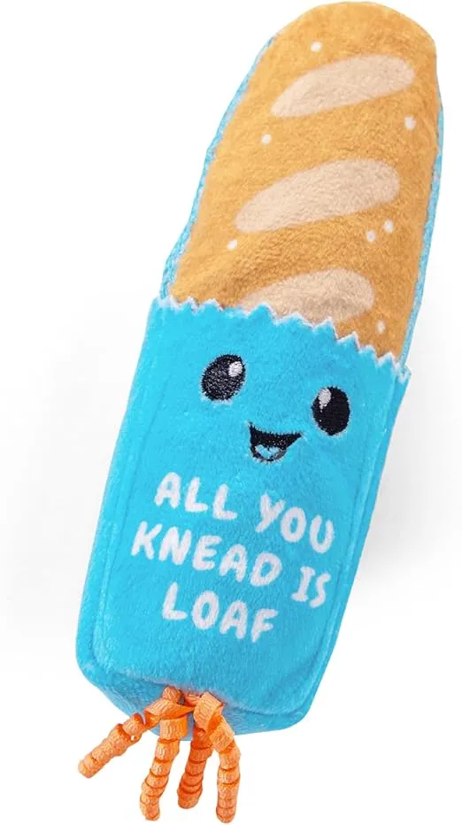 Catstages Loaf Kicker Catnip Toy and Dental Toy for Cats Bread Themed Funny Catnip Stuffed Kicker Toy, Tan
