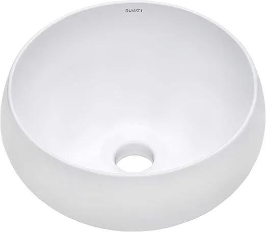 Ruvati 12 inch Bathroom Vessel Sink Round White Circular Above Counter Porcelain Ceramic - RVB0312