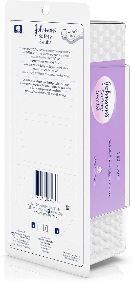 Johnson's Baby Safety Swabs 185 Each