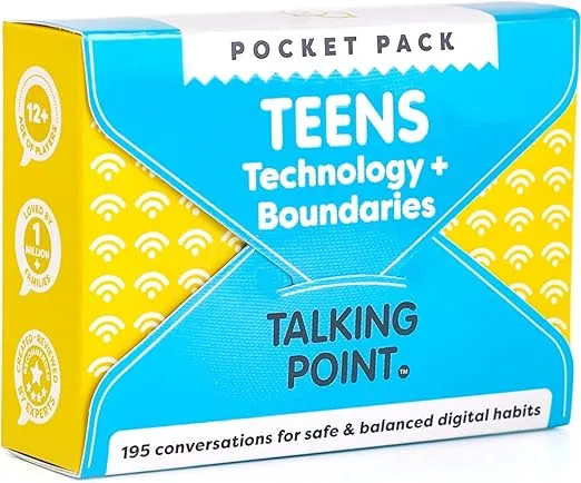 195 Parent Teens Conversation Cards - Support Parents & Teens in Navigating Technology & Social Media Boundaries - Put Down The Phone & Improve Communication - Perfect for Home & Classroom Use