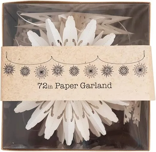 Creative Co-Op Snowflake Garland in Kraft Box, White