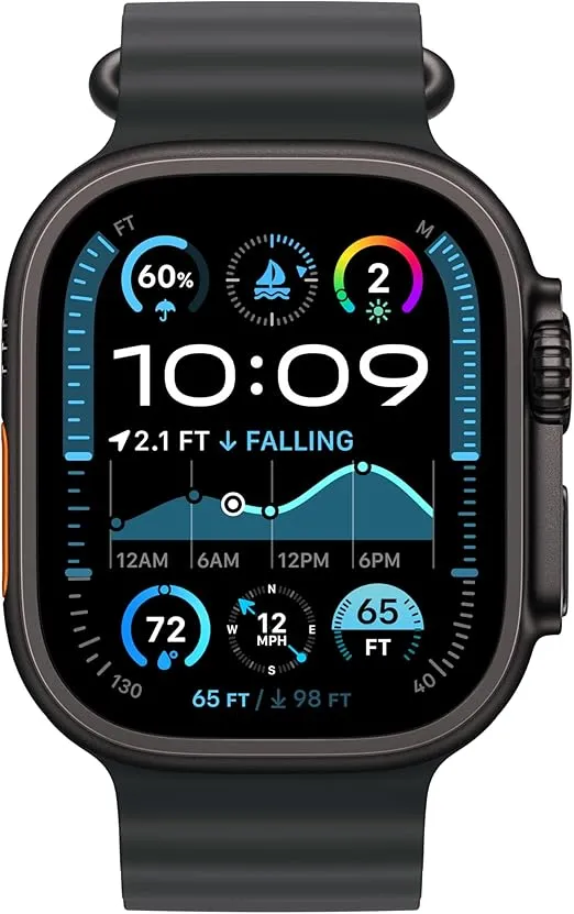 Apple Watch Band - Ocean Band (49mm) - Black with Black Titanium Finish - Regular