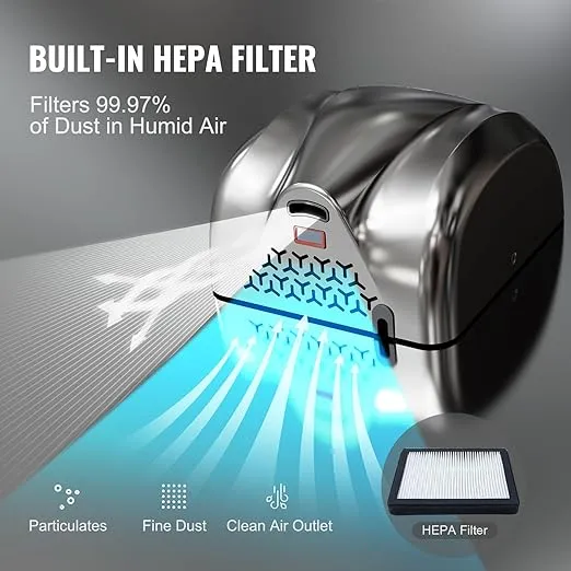 VEVOR Heavy Duty Commercial Hand Dryer, 1300W Automatic High Speed Stainless Steel Warm Wind Hand Blower, 120V Plug in/Hardwired Two Power Options, Compliant for Industry Business Restrooms