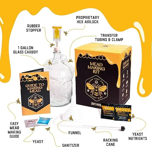 Craft A Brew - Mead Making Kit – Reusable Make Your Own Mead Kit – Yields 1 Gallon of Mead