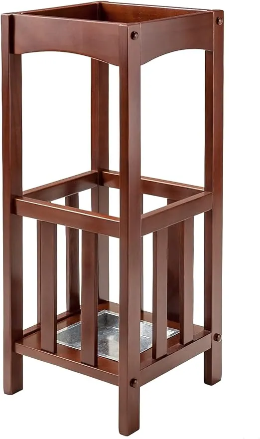 Winsome Rex Umbrella Stand with Metal Tray, Walnut (94712)