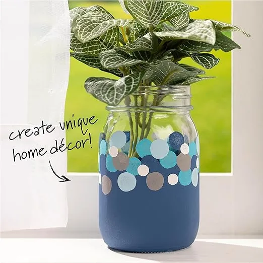 Plaid 16 oz Glass Pack, Set of 6 Customizable Jars with Lids for DIY Arts and Crafts Projects, 68068B, Clear