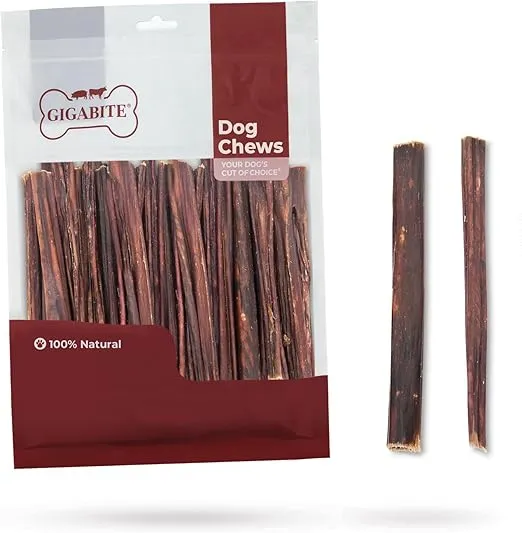 Best Pet Supplies GigaBite 6 Inch Beef Gullet Jerky Sticks (50 Pack) - All Natural, Free Range Beef Esophagus Stick Dog Treat