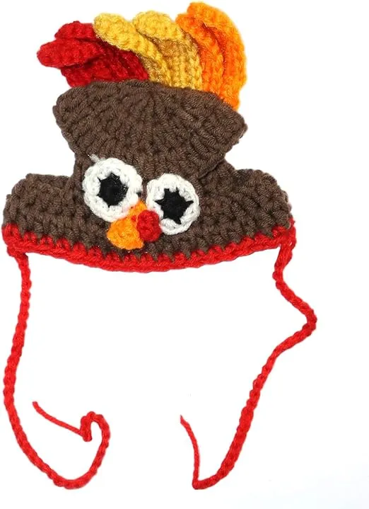 Rypet Cat Turkey Costume - Pet Turkey Hat Thanksgiving Apparel for Cats Small Dogs