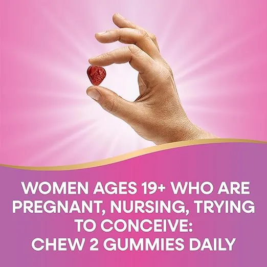 Nature’s Way Alive! Prenatal Multivitamin, Plant-Based DHA for Baby's Healthy Brain & Eye Development*, Vegetarian, Orange and Raspberry Lemonade Flavored, 90 Gummies (Packaging May Vary)