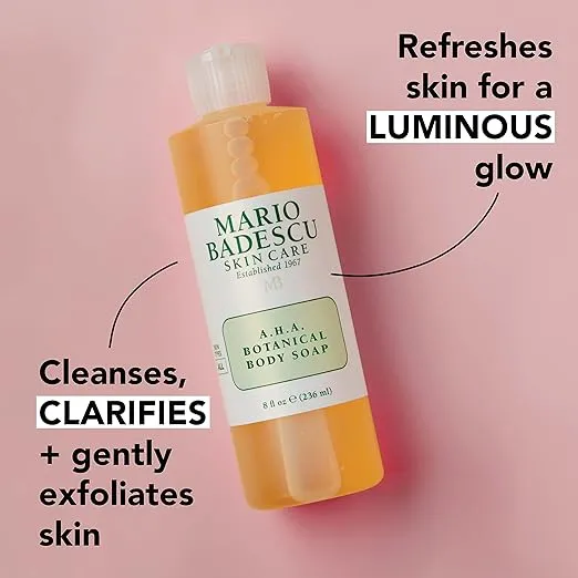 Mario Badescu AHA Botanical Body Wash Moisturizing, Clarifying and Gentle Exfoliating Body Wash for Brighter, Softer and Smoother Skin | Body Soap Infused with Glycolic Acid & Fruit Enzymes