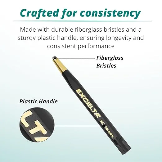 Excelta Fiberglass Scratch Brush, Retractable & Refillable, Plastic Handle, Ideal for Fine Deburring, Polishing, Rust Removal, Cleaning & Etching, Intermediate