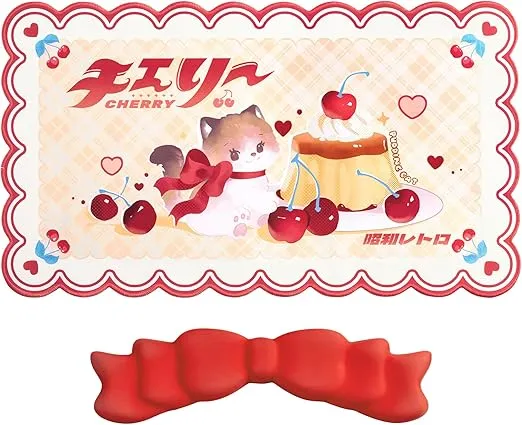 GeekShare Kawaii Mouse Pad Wrist Rest Set, Non-Slip Rubber Base Desk Mat and Memory Foam Wrist Rest for Gaming,or Home Office Work - Cat's Milk Tea Shop