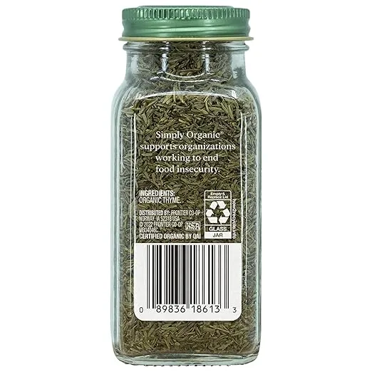 Simply Organic Whole Thyme Leaf, Certified Organic | 0.78 oz | Pack of 3 | Thymus vulgaris L.