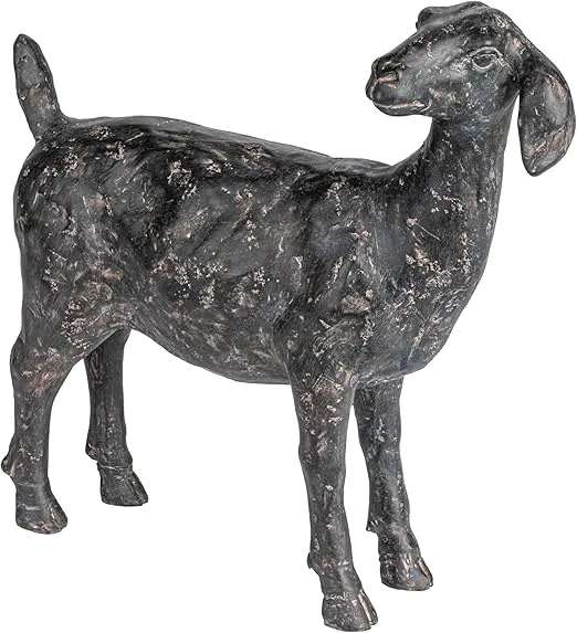 Creative Co-Op Resin Standing Goat Accent Décor with Cast Iron Finish, Black