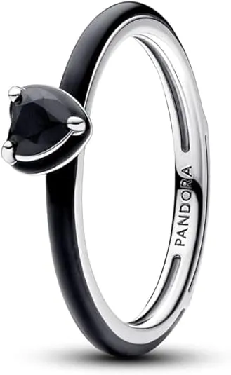 PANDORA ME Black Chakra Heart Ring - Sterling Silver - With Gift Box