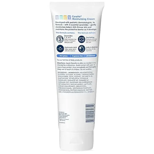 CeraVe Baby Cream | Gentle Moisturizing Cream with Ceramides | Fragrance, Paraben, Dye & Phthalates Free | Rich & Non-Greasy Feel | Gentle Baby Skin Care | 8 Ounce
