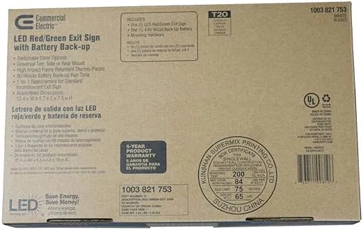 Commercial Electric 120-277-Volt with Ni-Cad 4.8-Volt White Integrated LED Exit Sign