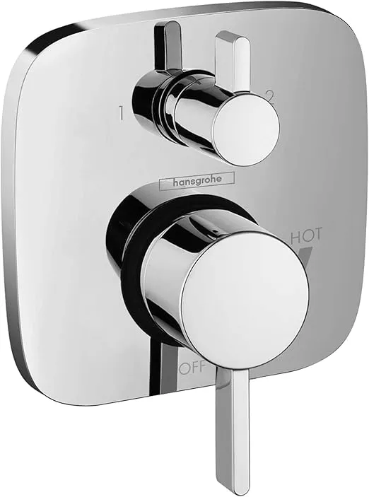 hansgrohe Ecostat Modern-Handle 6-inch Wide Shower Valve Chrome, 15864001 Pressure Balance Trim
