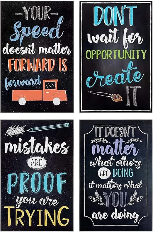 Juvale 20 Pack Motivational Posters with Positive Quotes for Middle and High School Classrooms, Bulletin Boards, and Gifts, Inspirational Growth Mindset Posters (13 x 19 In)