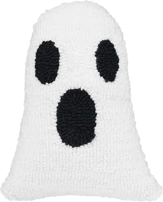 C&F Home 10" x 8" Ghost Shaped Halloween Hooked Small Petite Accent Throw Pillow Fall Cute Spooky Happy Halloween Couch Sofa Chair Home Cozy Decor Decoration 8" x 10" White