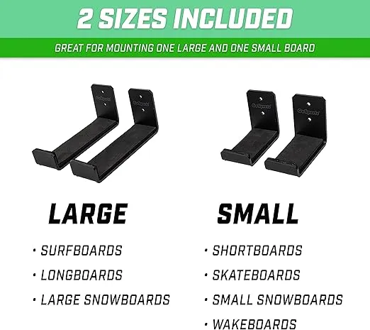 GoSports Universal Snowboard & Skateboard Wall Mount Display Racks - 2 Pack Foam Padded Hangers
