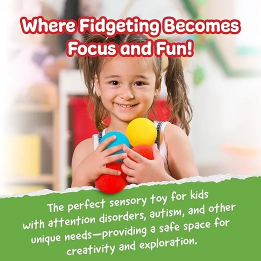 Squishy Stress Balls from The Original Monkey Noodle - 3 Pack - Sensory Toys for Kids with Unique Needs - Fosters Creativity, Focus, and Fun - Great for Classrooms, Home, and Playtime (3 Colors)