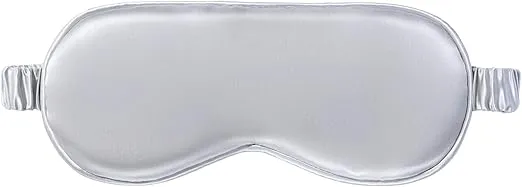 slip Pure Silk Sleep Mask - 100% Pure 22 Momme Mulberry Silk Eye Mask - Comfortable Sleeping Mask with Elastic Band + Pure Silk Filler and Internal Liner, Silver
